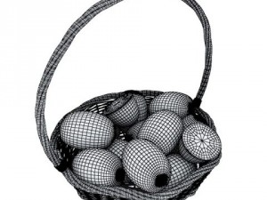kiwi fruit in basket 3D मॉडल