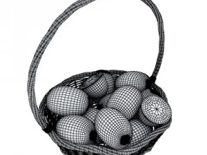 kiwi fruit in basket 3D Model