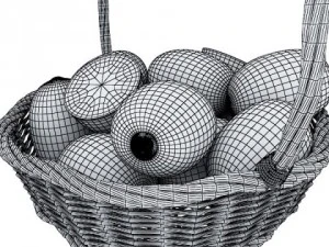 kiwi fruit in basket 3D Model