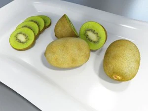 kiwi fruit in basket 3D Model