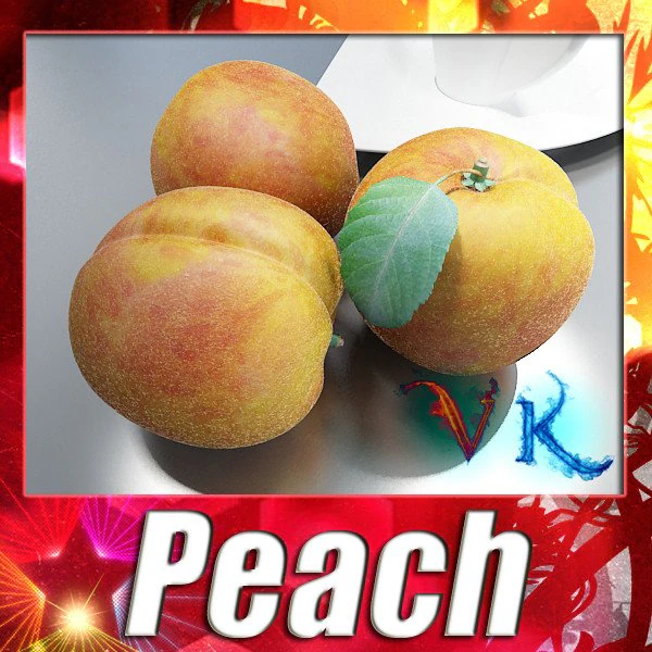 photorealistic peach high resolution 3D Model .c4d .max .obj .3ds .fbx .stl .blend