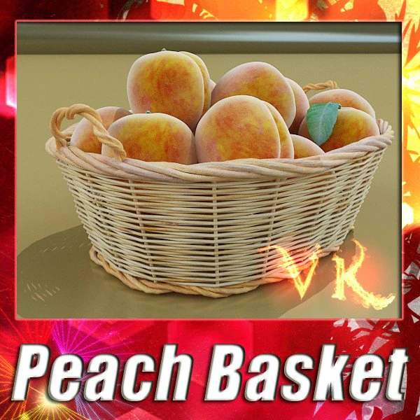 peaches in basket 3D Model .c4d .max .obj .3ds .fbx .stl .blend 