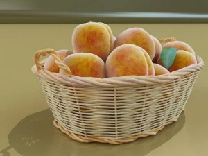 peaches in basket 3D Model