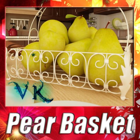 pears in metal basket 3D Модель .c4d .max .obj .3ds .fbx .stl .blend 