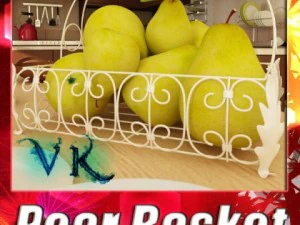 pears in metal basket 3D Model
