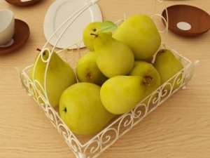 pears in metal basket 3D Модель