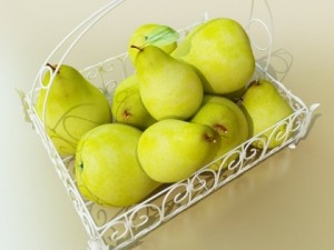 pears in metal basket 3D Модель