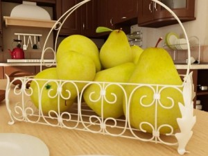 pears in metal basket 3D Модель