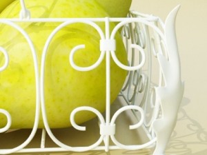 pears in metal basket 3D Модель