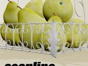 pears in metal basket 3D Модель