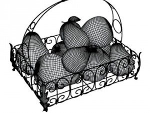 pears in metal basket 3D Модель