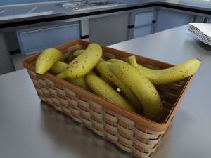 bananas in wicker basket 09 3Dモデル