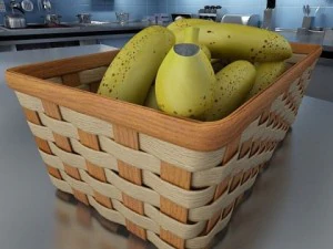 bananas in wicker basket 09 3D Model