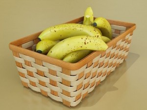 bananas in wicker basket 09 3Dモデル
