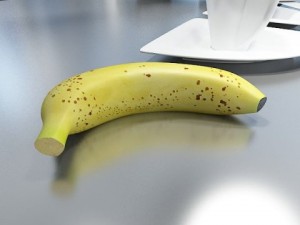 bananas in wicker basket 09 3Dモデル