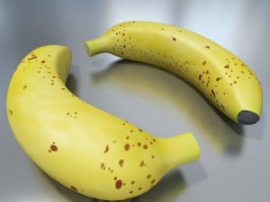 bananas in wicker basket 09 3Dモデル