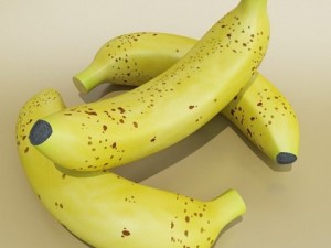 bananas in wicker basket 09 3Dモデル