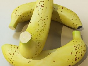 bananas in wicker basket 09 3Dモデル