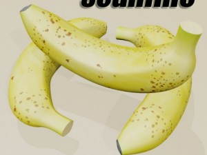 bananas in wicker basket 09 3Dモデル