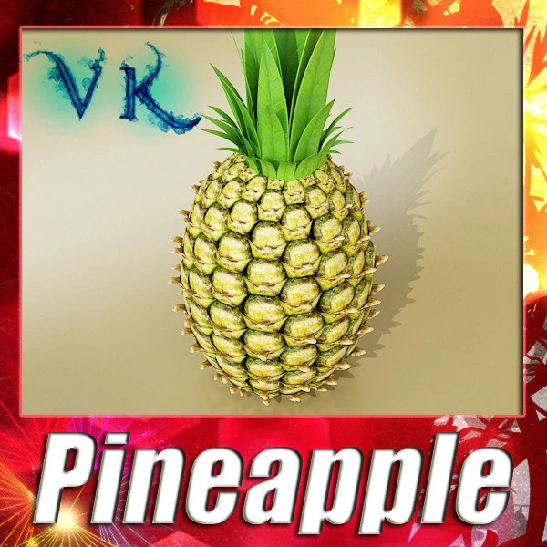 pineapple high detail 3D Model .c4d .max .obj .3ds .fbx .stl .blend 