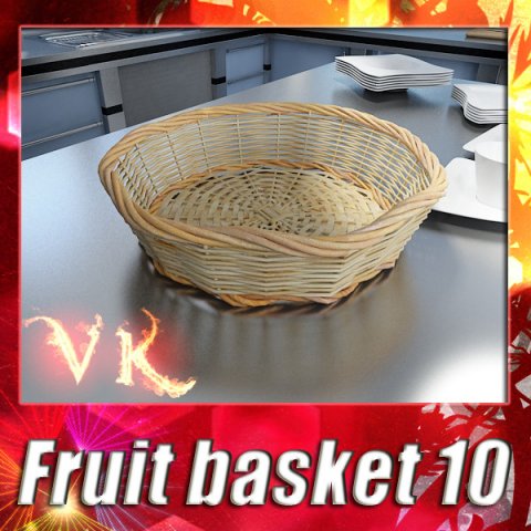 wicker fruit or bread basket 3D Model .c4d .max .obj .3ds .fbx .stl .blend 