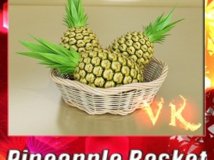pineapples in wicker basket 10 3D Model