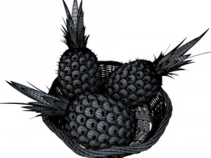 pineapples in wicker basket 10 Model 3D