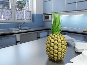 pineapples in wicker basket 10 Model 3D