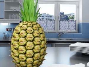 pineapples in wicker basket 10 Model 3D