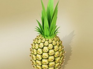 pineapples in wicker basket 10 Model 3D