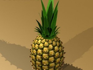 pineapples in wicker basket 10 Model 3D