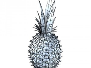 pineapples in wicker basket 10 Model 3D