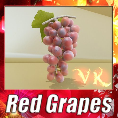 red grapes high detail 3D Model .c4d .max .obj .3ds .fbx .stl .blend