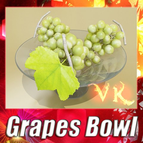 green grapes in glass bowl 3Dモデル .c4d .max .obj .3ds .fbx .stl .blend 