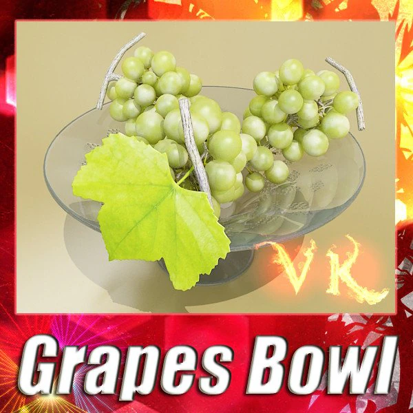 green grapes in glass bowl 3D Model .c4d .max .obj .3ds .fbx .stl .blend 