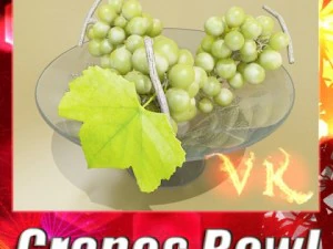 green grapes in glass bowl 3D Model