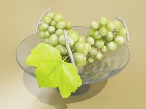 green grapes in glass bowl 3Dモデル