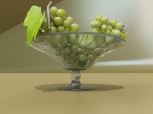 green grapes in glass bowl 3Dモデル