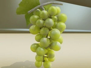 green grapes in glass bowl 3D Model
