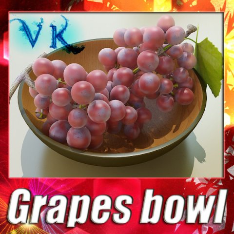 red grapes in bowl 12 Model 3D .c4d .max .obj .3ds .fbx .stl .blend 
