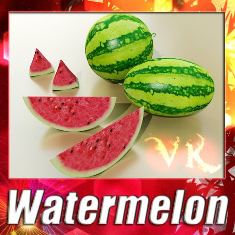 watermelon high res texture 3D Model .c4d .max .obj .3ds .fbx .stl .blend 