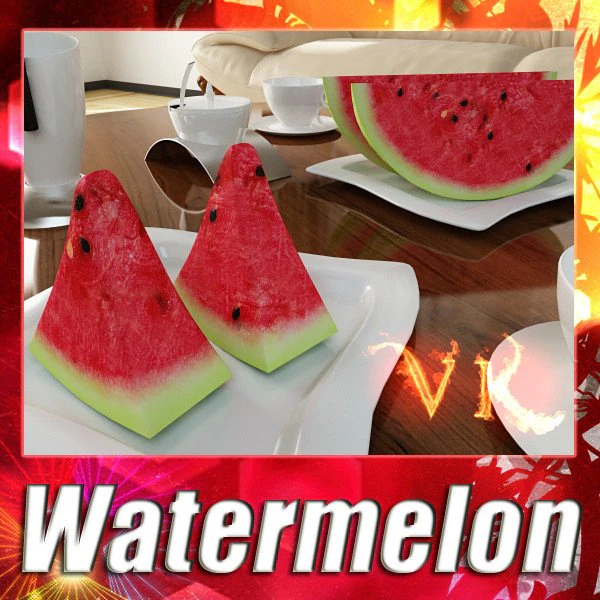 watermelon high res textures 3D Model .c4d .max .obj .3ds .fbx .stl .blend 
