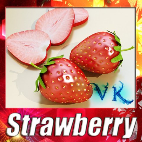 photorealistic strawberry high res 3Dモデル .c4d .max .obj .3ds .fbx .stl .blend 