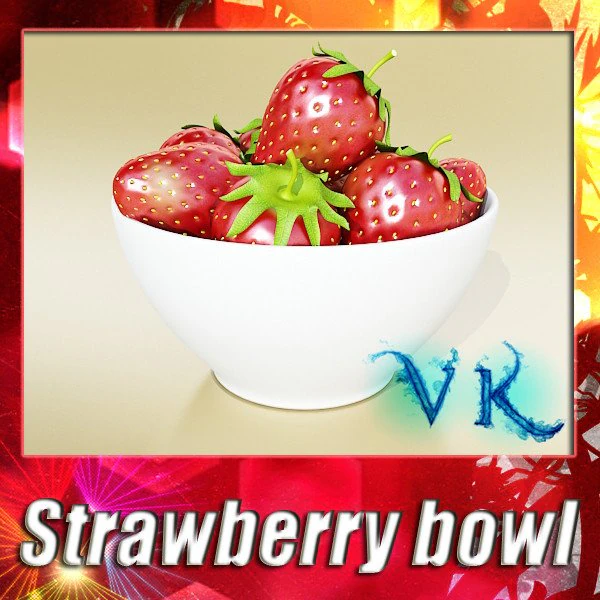 photorealistic strawberries in bowl 3D Model .c4d .max .obj .3ds .fbx .stl .blend 