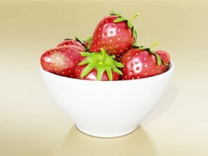 photorealistic strawberries in bowl 3D Model