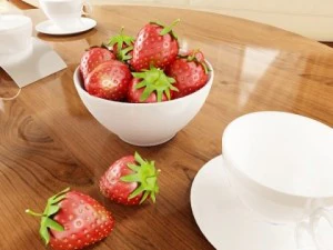 photorealistic strawberries in bowl 3D Model