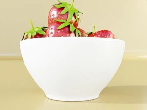 photorealistic strawberries in bowl 3D Model