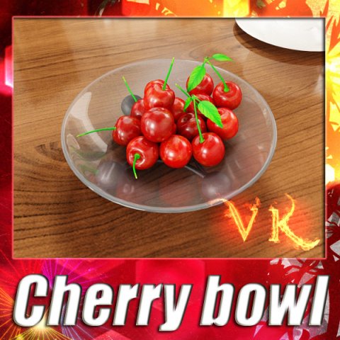 cherries in glass bowl high res 3D Model .c4d .max .obj .3ds .fbx .stl .blend 