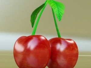 cherries in glass bowl high res 3D Model
