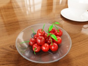cherries in glass bowl high res 3D Model